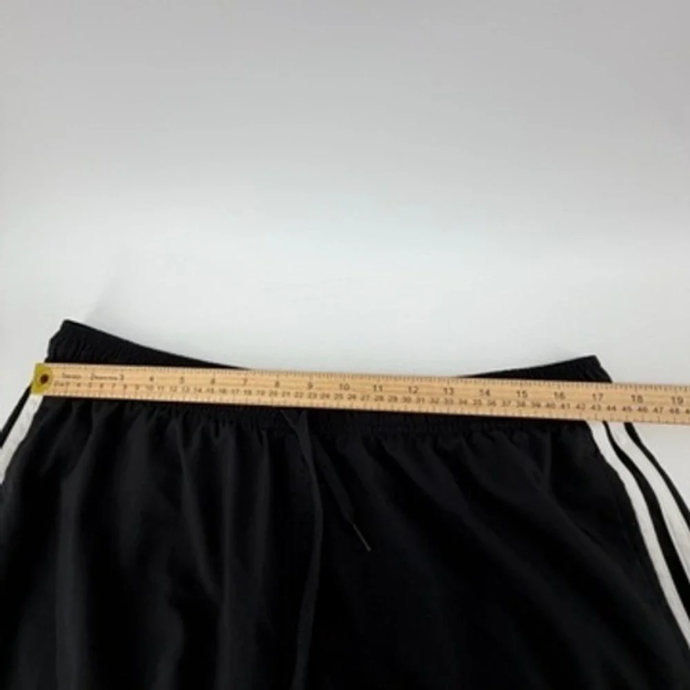 Adidas Mens Black White 3-Stripe Athletic Shorts XL Mesh Lined Drawstring Pocket